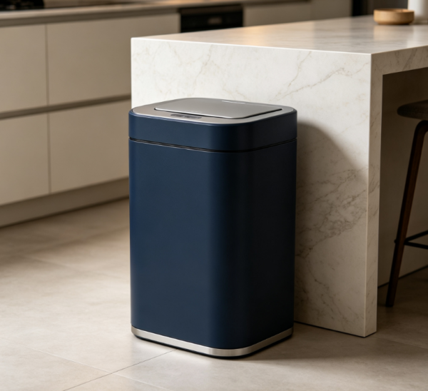 Navy Blue Stainless Steel Narrow Smart Sensor Trash Can