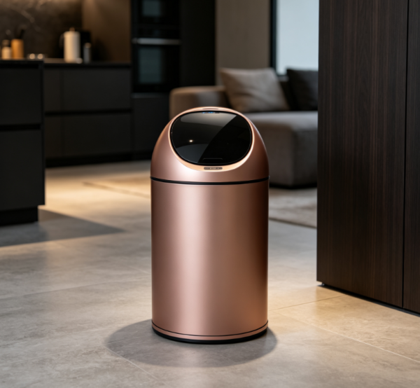 Rose Gold Oval Smart Sensor Trash Can