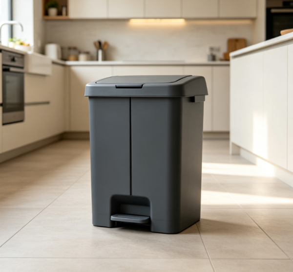 Dark Gray Large Capacity Single-Compartment Foot-operated Trash Can