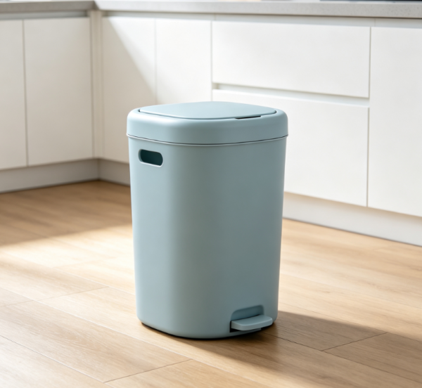 Light Mint Blue Rounded Corner Hand-held Foot Pedal Trash Can